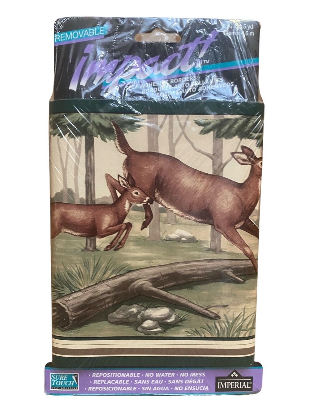 Vintage Impact Removable Self Adhesive Boarder Wallpaper Deer in Woods Cabin